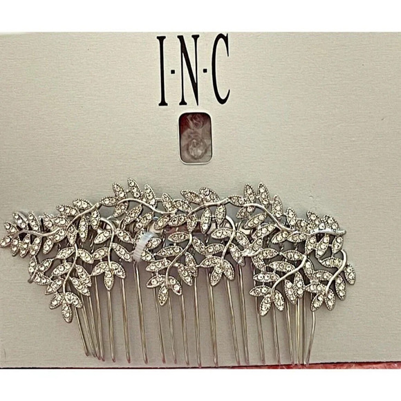 INC International Concepts Silver-Tone Pave Floral Vine Hair Comb - Picture 2 of 3